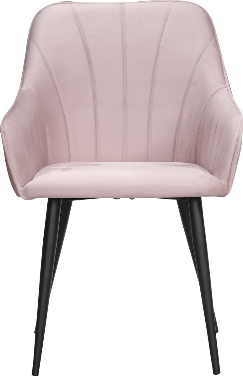 Soof&Tess - Set van 4 - Ferrara Eetkamerstoel - Roze - Fluweel - Velvet - Industrieel - Met armleuning - Easy Clean Stoffen - Hoge Kwaliteit