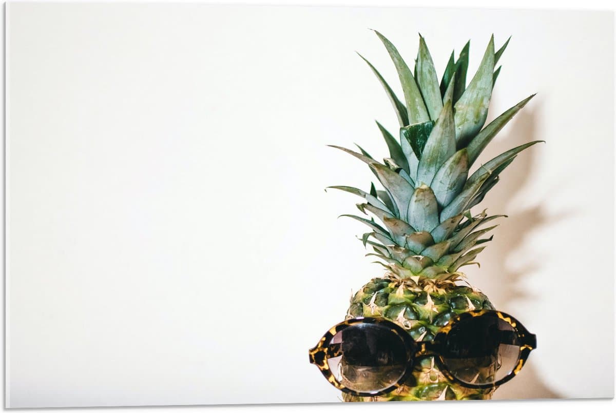 Acrylglas - Ananas met Zonnebril op - 75x50 cm Foto op Acrylglas (Met Ophangsysteem)