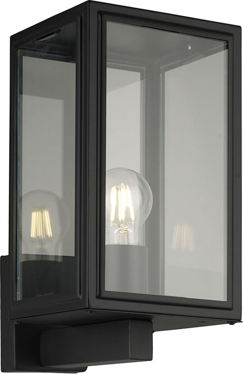 Olucia - SIDNEY - Buitenmuurlamp - Zwart - Vorm: Rechthoek
