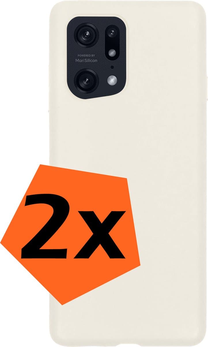 Hoes - 2 Stuks - Geschikt voor OPPO Find X5 Pro - Sterk & Shockproof - Case Siliconen - Back Cover - Telefoon Hoes - Wit