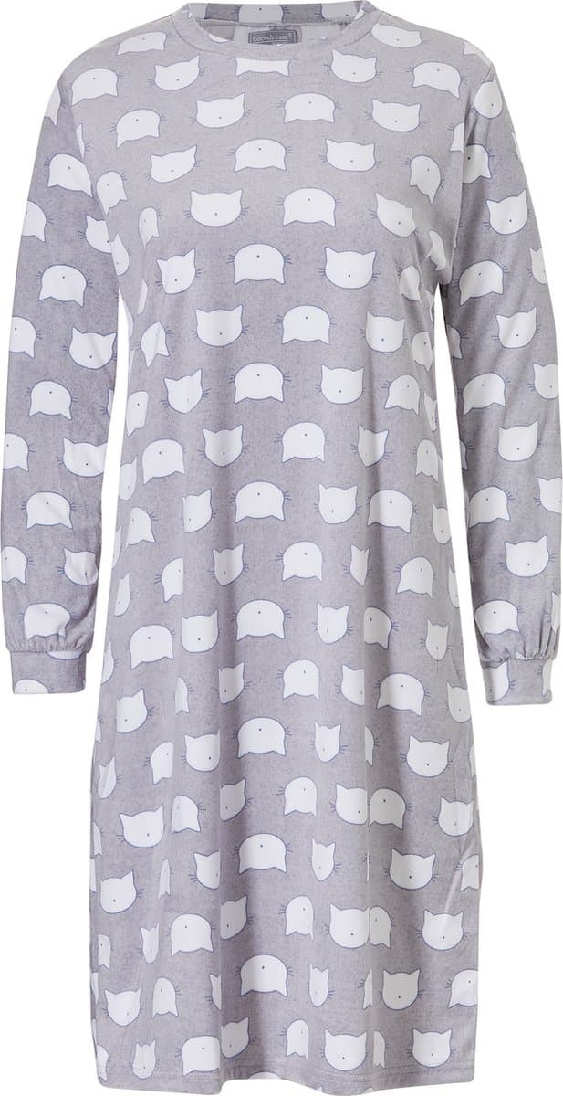 Cocodream Dames Velours Nachthemd Lange Mouw Grijs - Maat M