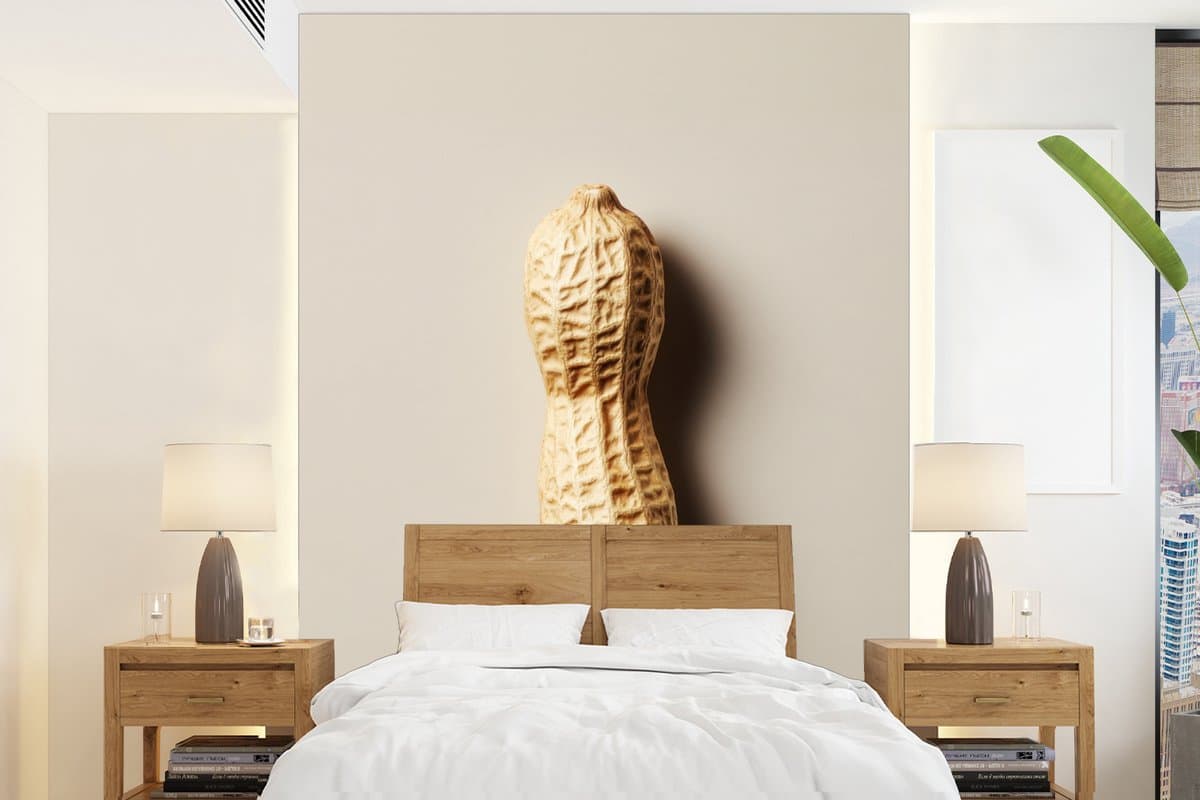 Behang - Fotobehang Pinda - Ruw - Beige - Breedte 160 cm x hoogte 220 cm