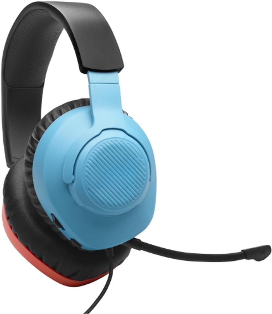 Bedrade Over-Ear Gaming Headset Met Afneembare Microfoon - JBL QuantumSOUND - Geheugenschuim - Compatibel Met Meerdere Platforms - Windows Sonic Ruimtelijk Geluid - In Blauw/Rood