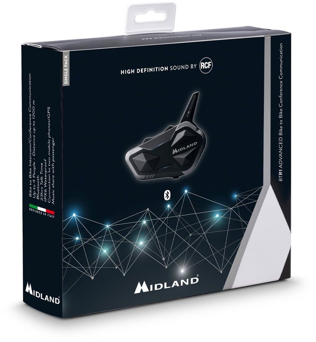 Midland BTR1 Advanced Single Bluetooth Communicatiesysteem - Maat - Bluetooth Intercom