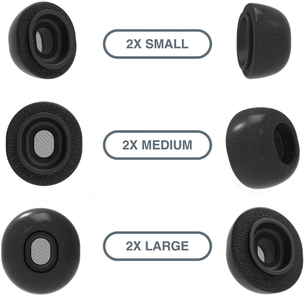 Foam eartips geschikt voor Airpods Pro (2) - zwart - 6× Mix (2×S + 2×M + 2×L) - zachte memory foam opzet oortjes - foamigo®