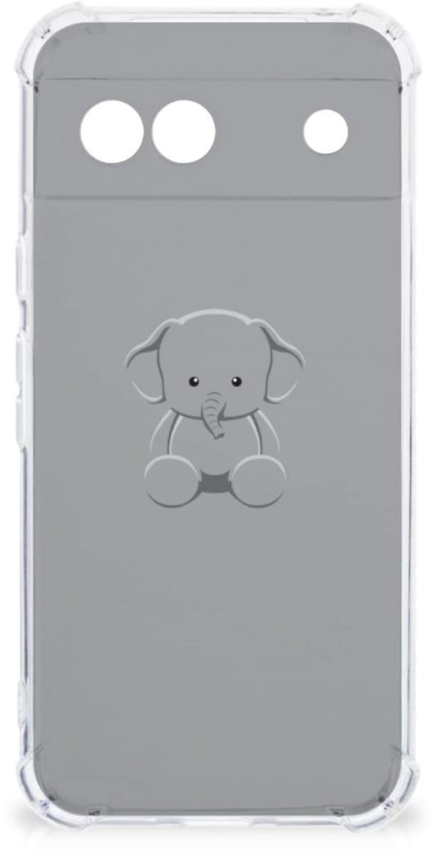 Google Pixel 8A Stevig Bumper Hoesje Grijs Baby Olifant