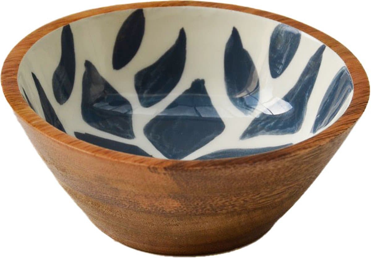 Floz Design houten schaaltje - binnenzijde als keramiek - 15 cm - fairtrade