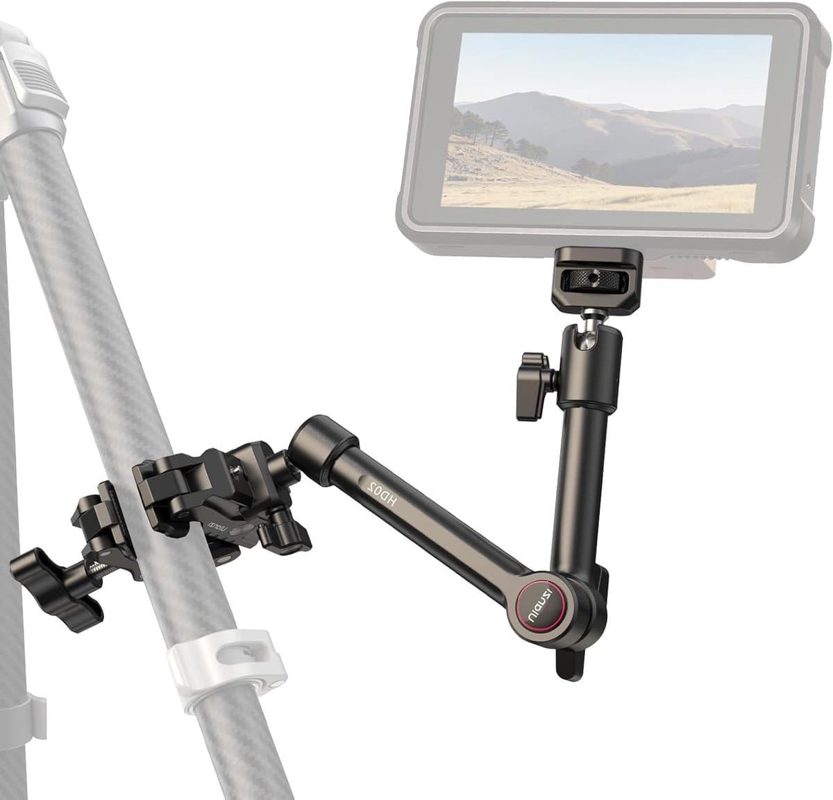 10" Magic Arm Super Clamp voor Camera's, Monitoren en Verlichting - 1/4" en 3/8" Bevestigingsgaten, NATO Rail, Tot 3kg Laadvermogen, Ideaal voor Videoproductie en Fotografie