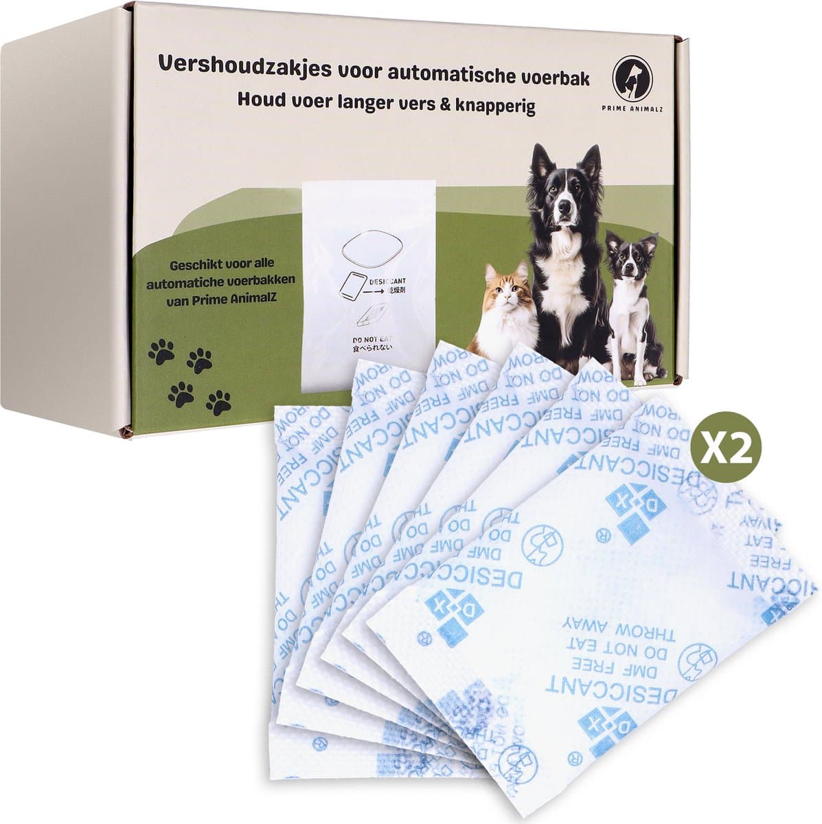 Vershoudzakjes Automatische Voerbak – Navulling Voerautomaat – Kat en Hond – Set van 12 – Hersluitbare Zakjes – Voedsel Bewaarzakjes – Navulverpakking Voerdispenser – Geschikt voor Automatische Voerbak – Prime AnimalZ