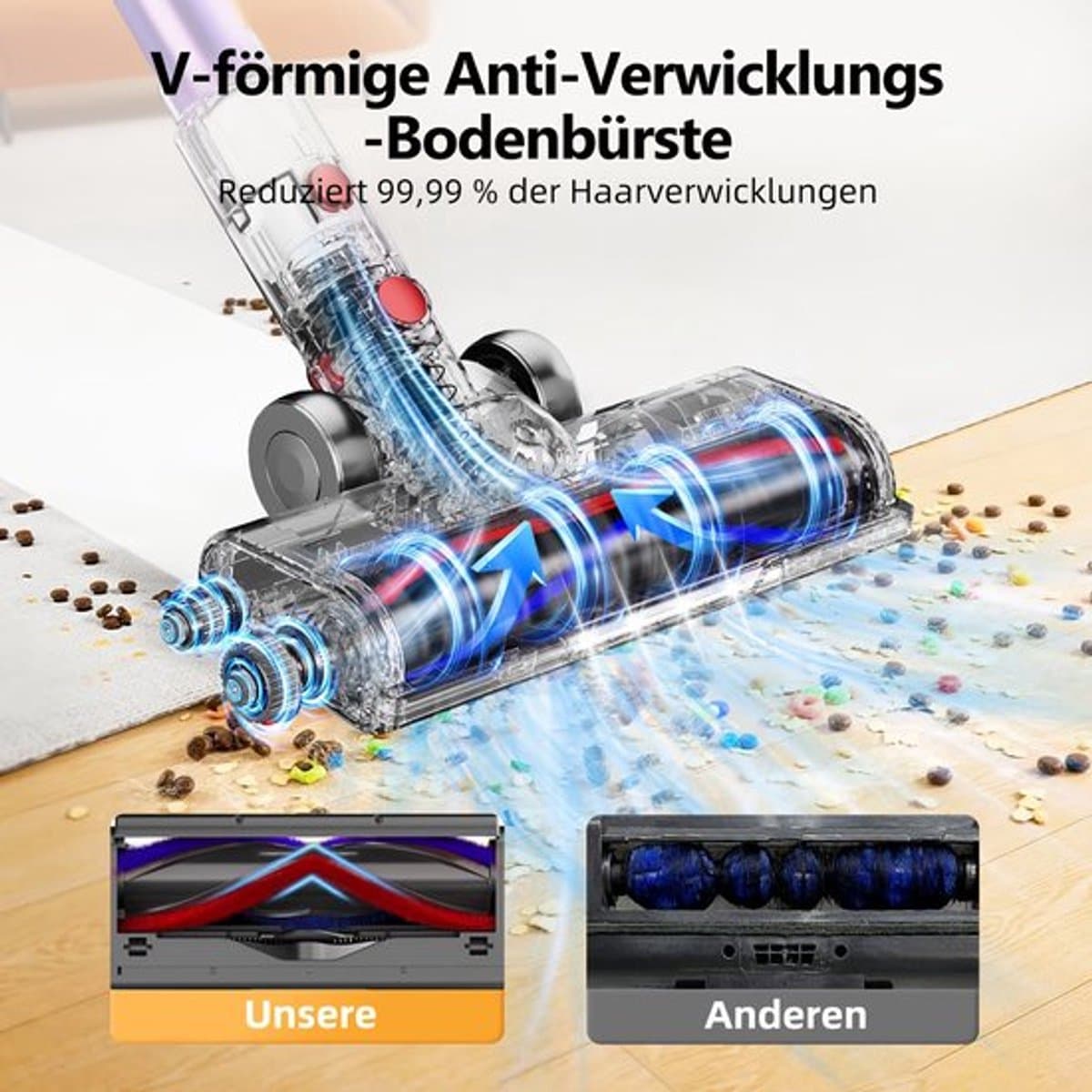 Stofzuiger – Draadloze Stofzuiger – Steelstofzuiger – Handstofzuiger – Zakloos – Krachtige Zuigkracht 46KPa – 50 Minuten Batterijduur – 4x HEPA-filter – LED Display – Huisdierhaar & Tapijt