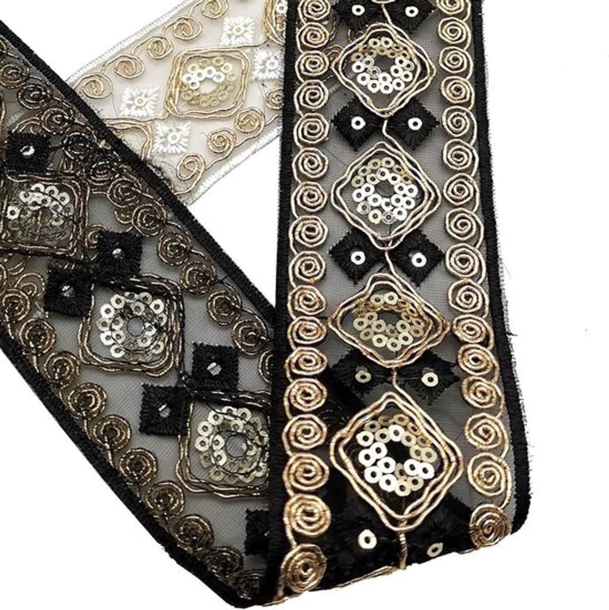 - Kanten lint - Pailletten - Zwart - Mesh trim - Naaien - Knutselbenodigdheden - Gordijn - Tafelloper - Kleding jurk - Decoratie - Bruiloft - DIY - Bruidsboeket - Versieringen - Decoratieve rand - Rand