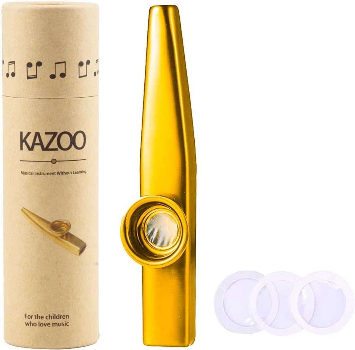 Gouden Kazoo Instrument - Mondfluit Aluminium - Muziek Maken - Inclusief Geschenkdoos - Compact Formaat - Goudkleurig