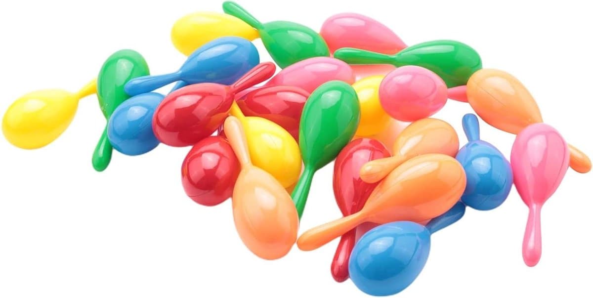 Maracas Feestartikelen - Rammelaars Percussie - Muziek Maken - Set van 24 stuks - 11 cm - Willekeurige Kleuren