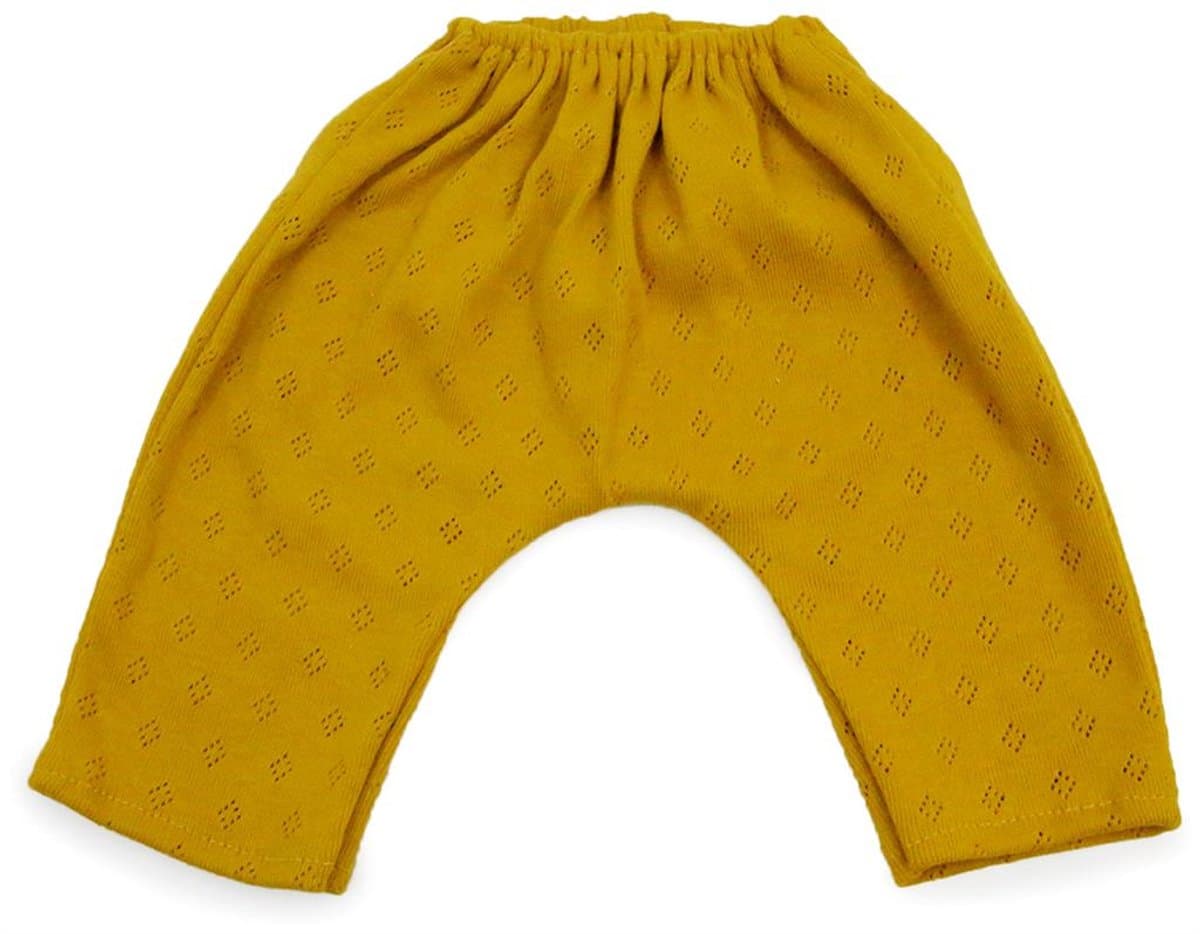 Asi poppenkleding lange katoenen broek oker - poppenaccessoire.
