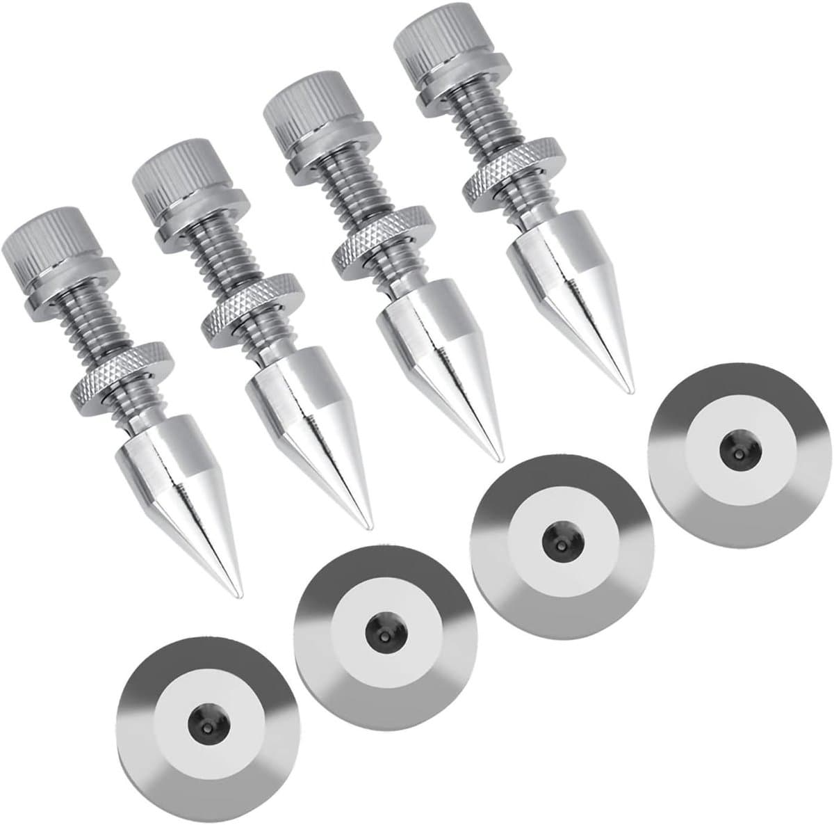 Luidspreker Isolatie Spikes - Schokbestendige Kegel Voet - Geluid Verbeteren - Verchroomd Koper - 4 stuks - Zilver