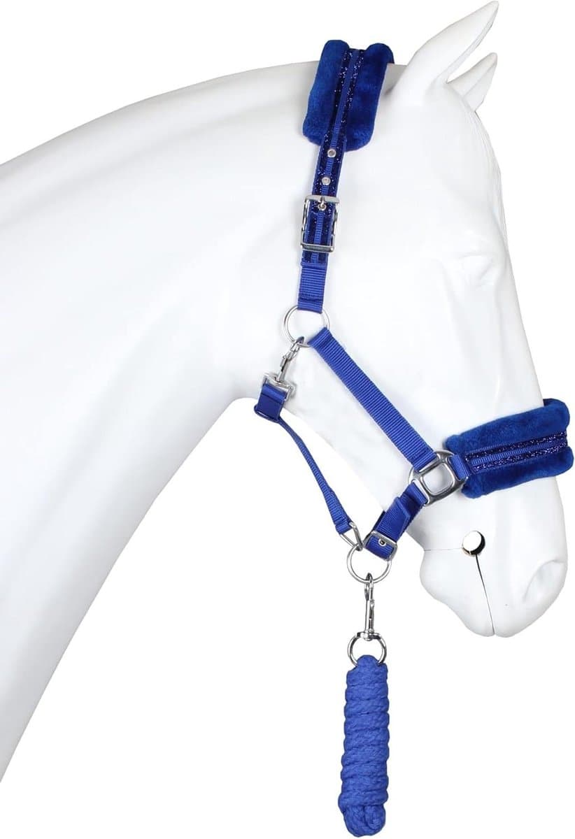 Halsterset Paard - Paardentuig - Stallen en Vervoer - Verstelbaar Ontwerp - Maat Shetty - Blauw