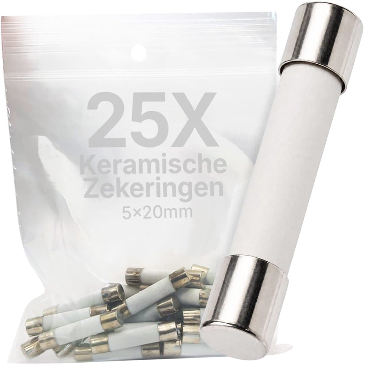 VLTG Keramische Zekering - 5x20mm - 2A - Traag (T) - 250V AC - 25 stuks