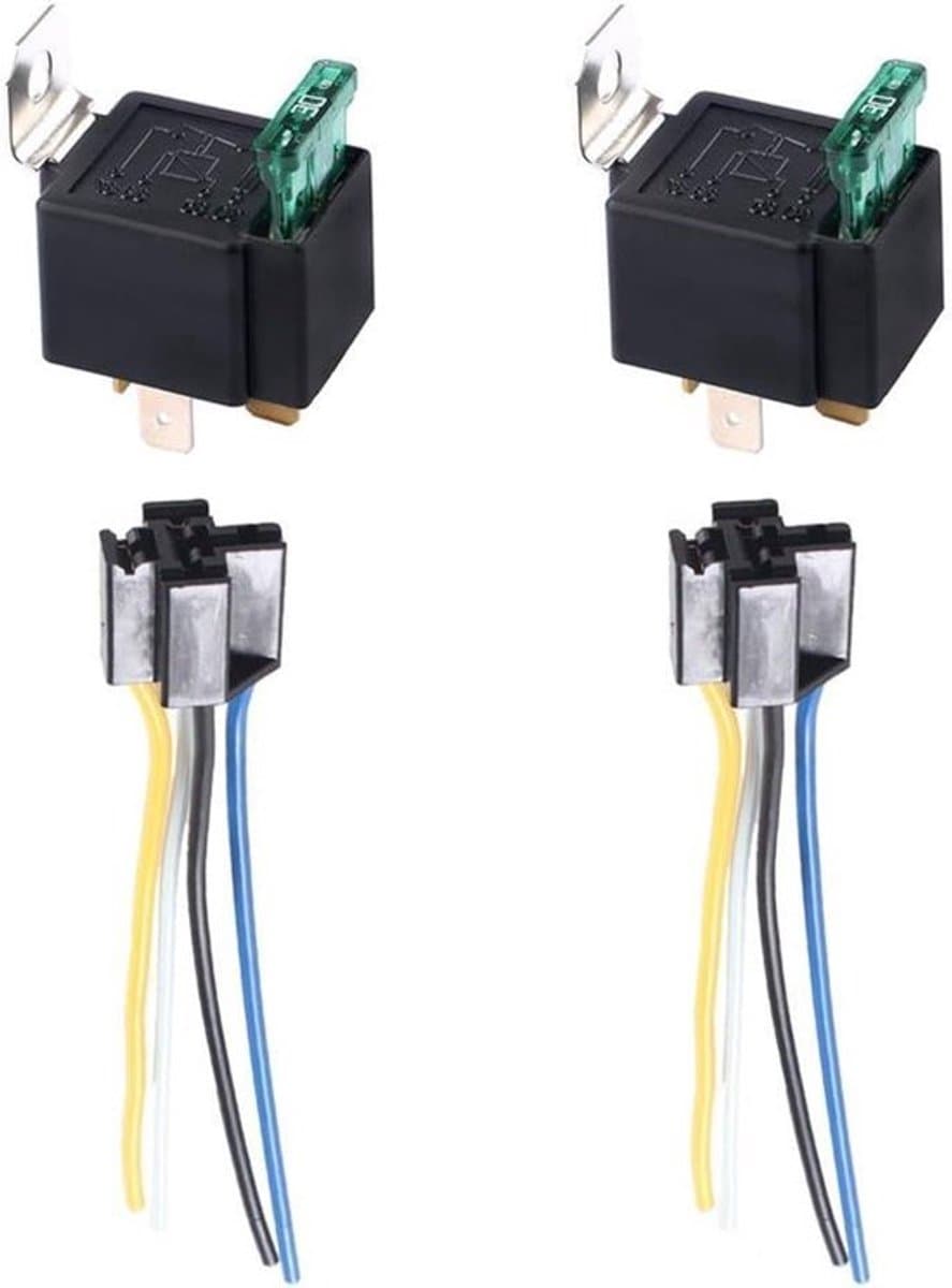 2 x 30 A 12 V Autoset relais 4-polig voor brandstofpomp ventilator - Met zekering harnas voor motorfietsen