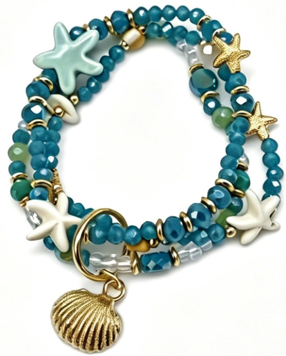 Armbandenset - facet glaskralen - blauw