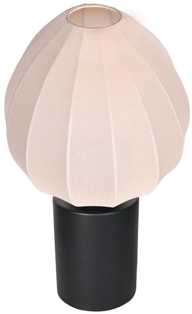 Tafellamp Silura 4385ZW zwart met crème linnen kap - trendy ontwerp van Mexlite, perfect voor binnen met E27 fitting en elegante combinatie van materiaal.