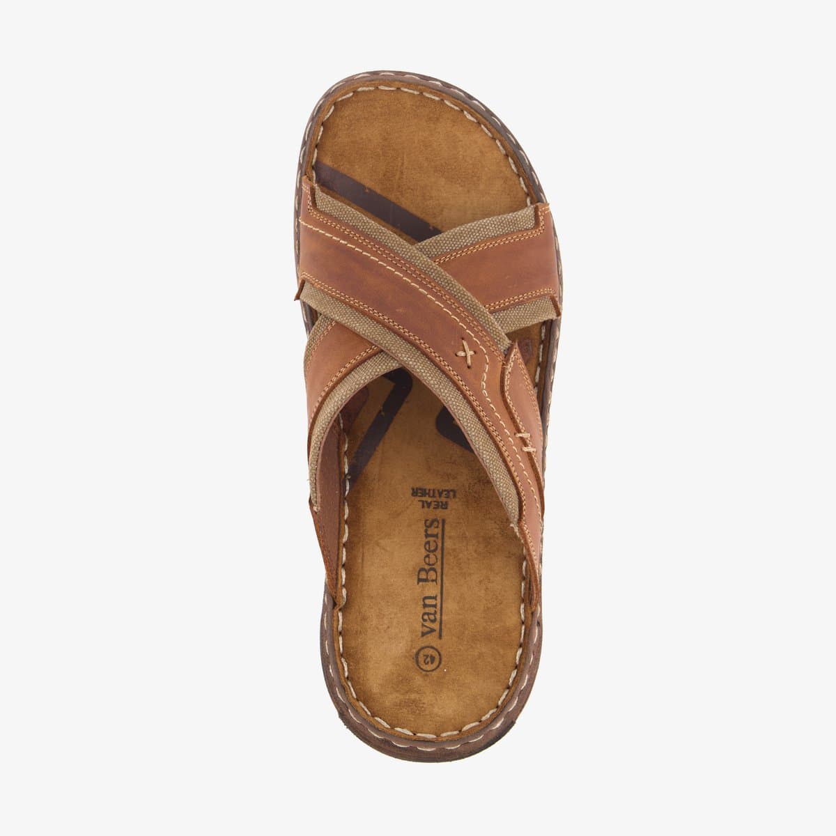 Van Beers leren slippers heren bruin - Maat 43