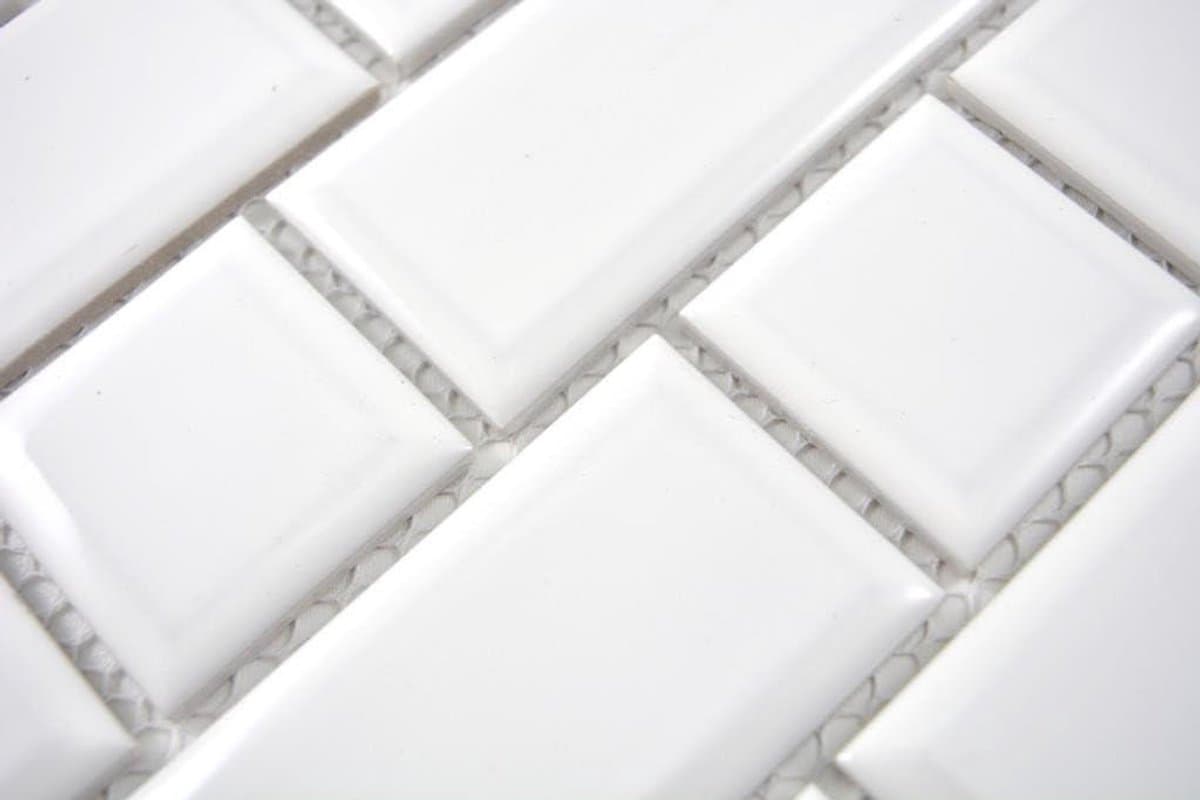 Keramische mozaïektegels - Wandbekleding - Keukenachterwand - Mesh rug - 10 matten - Wit