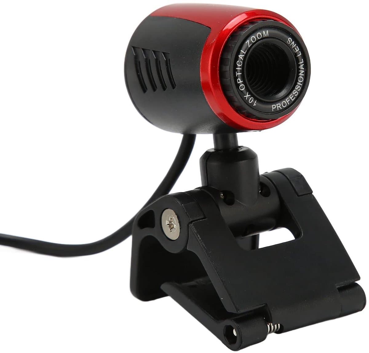 Dailygoods - Dailygoody - USB Webcam - HD Camera - 360° Draaiend - Zwart/Rood - Ingebouwde Microfoon - Geschikt voor PC/Laptop