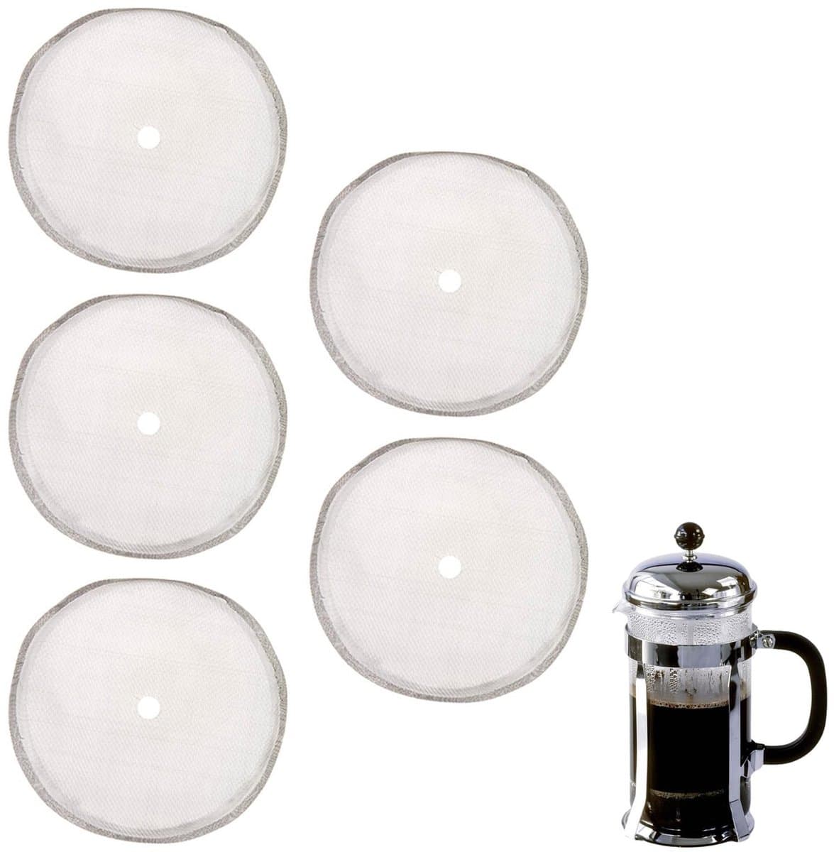 JHUBERS- Persfilters 5 Stuks - Roestvrijstalen Herbruikbare Koffiefilter - 80 Mesh Zeef - 8,5 cm Diameter - Geschikt voor Franse Pers Koffiezetapparaten - Hoge Filterkwaliteit