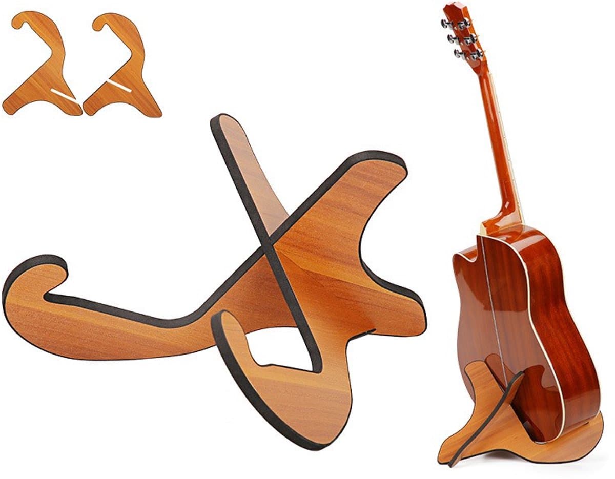 Gitaarstandaard - Houten Ukulele Stand – Standaard voor akoestische en klassieke gitaar - hout – Demonteerbaar - LOUZIR