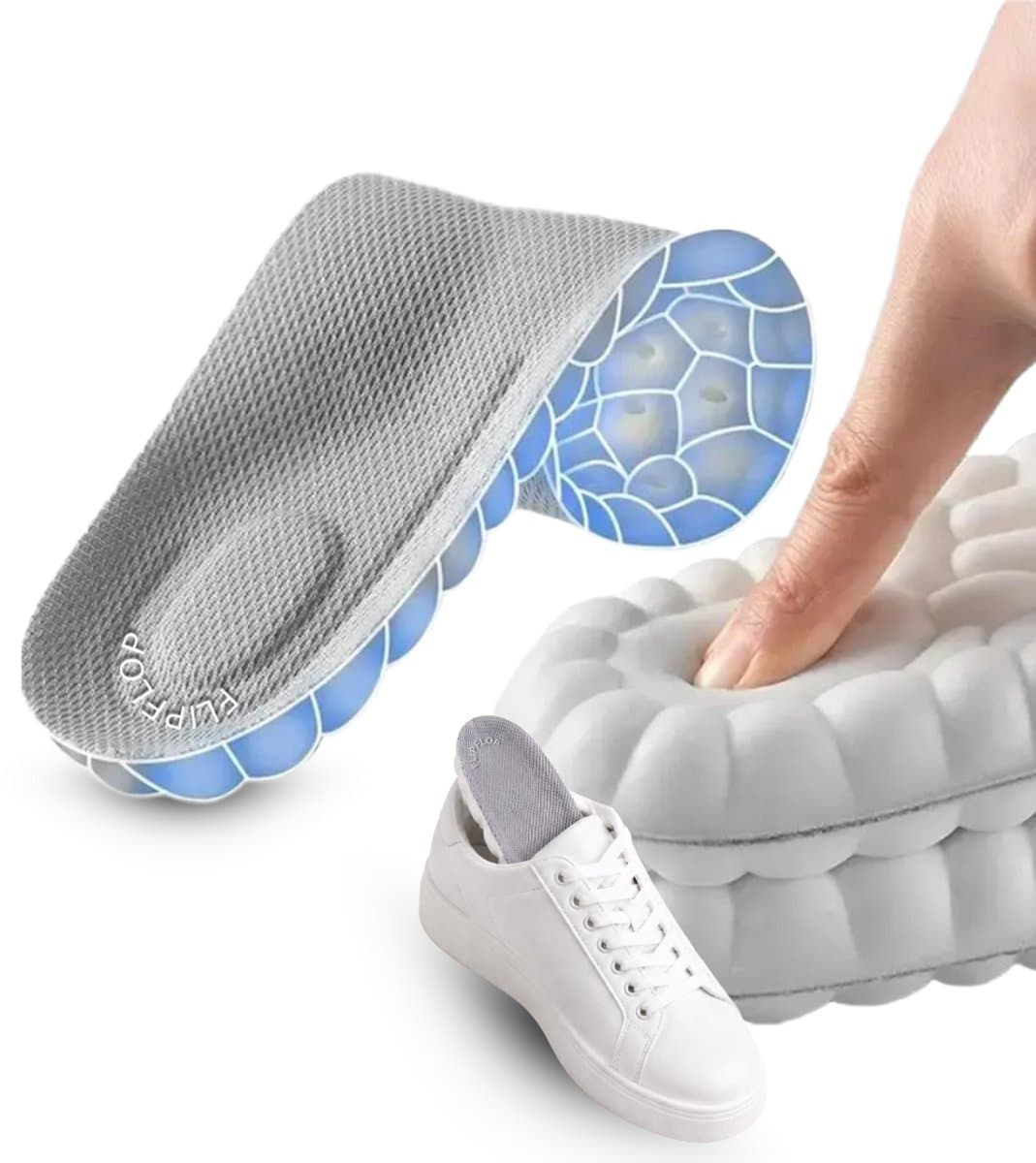 4D Foam Inlegzolen - Schokdemping & Ultiem Comfort - Steunzolen Heren - Sport Werk Dagelijks - Zachte Zooltjes Schoenen - Voetpijn - Vermoeid - 45/46