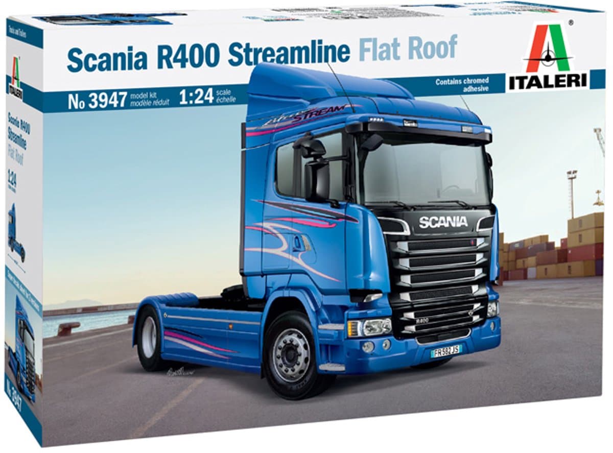 Italeri Modelbouwpakket Vrachtwagens - 3947 Scania R400 Streamline Flat Roof Plastic - 1:24 - Modelbouw