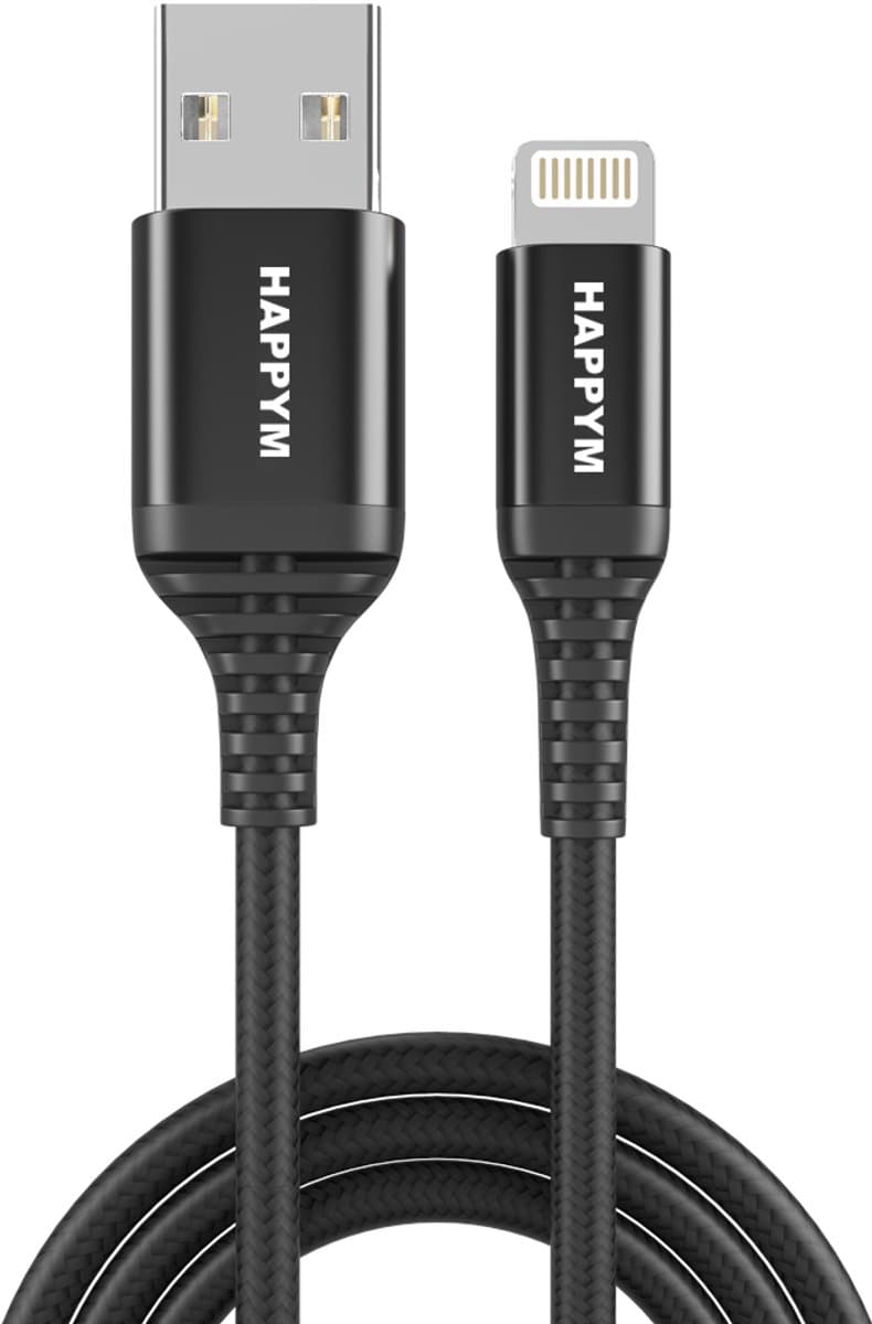Lightning USB Kabel Kort 0.5M – Snelladen & Data – Voor iPhone, iPad, iPod – Zwart