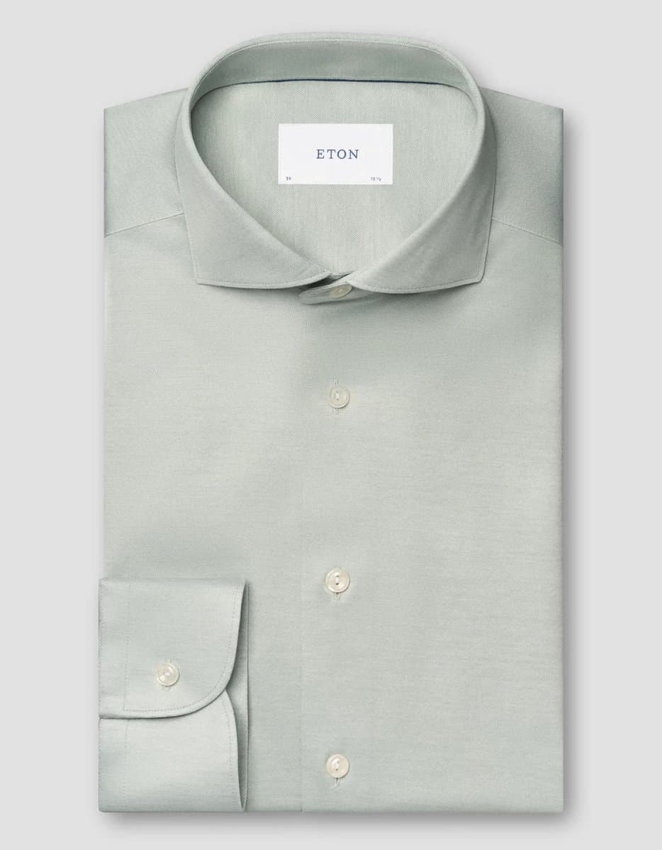 Eton - Overhemd Lichtgroen Eton Filo De Scozia Oxford Shirt Lange Mouw Overhemd Lichtgroen 100013016