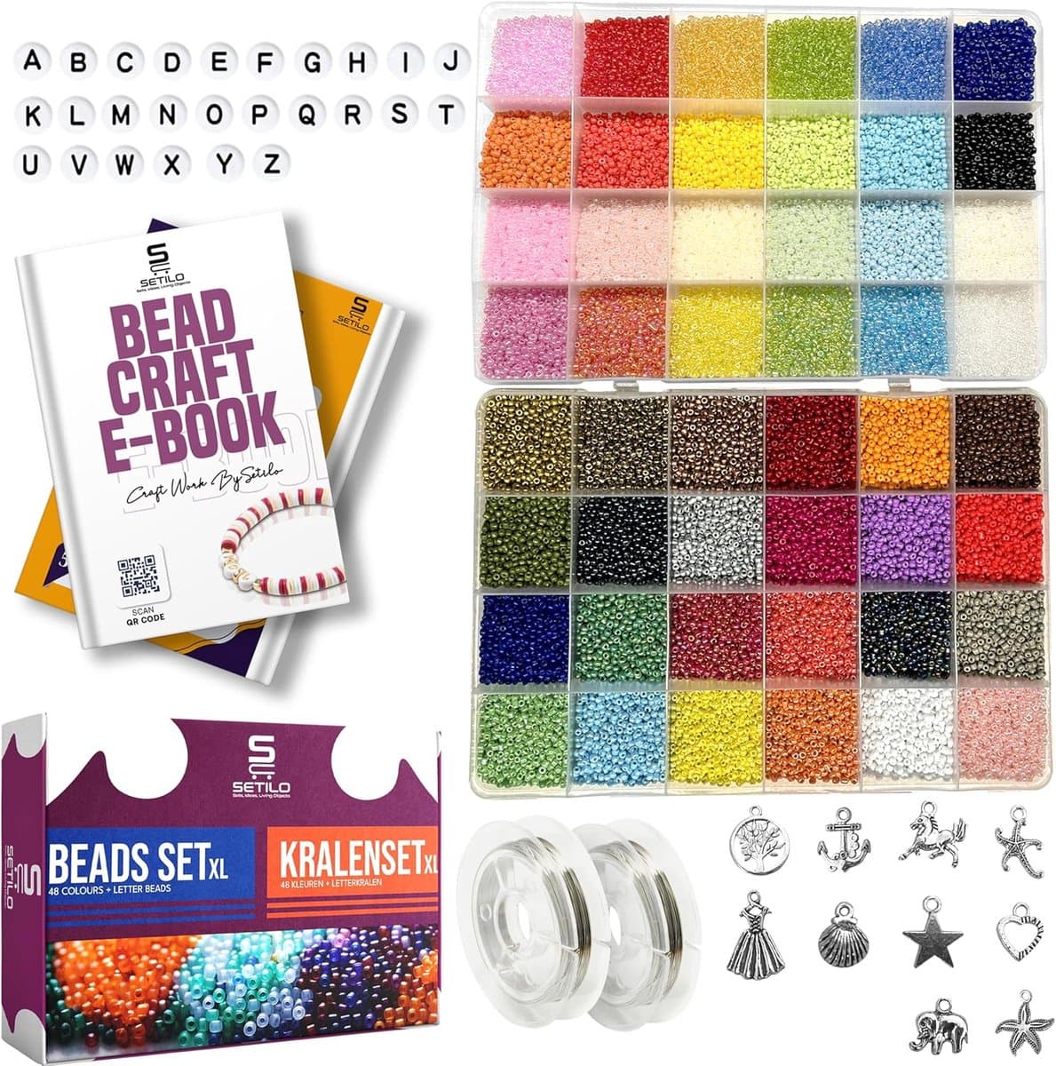 35000 kleurrijke 2 mm glazen kralen set - DIY sieraden maken en vriendschapsarmbanden