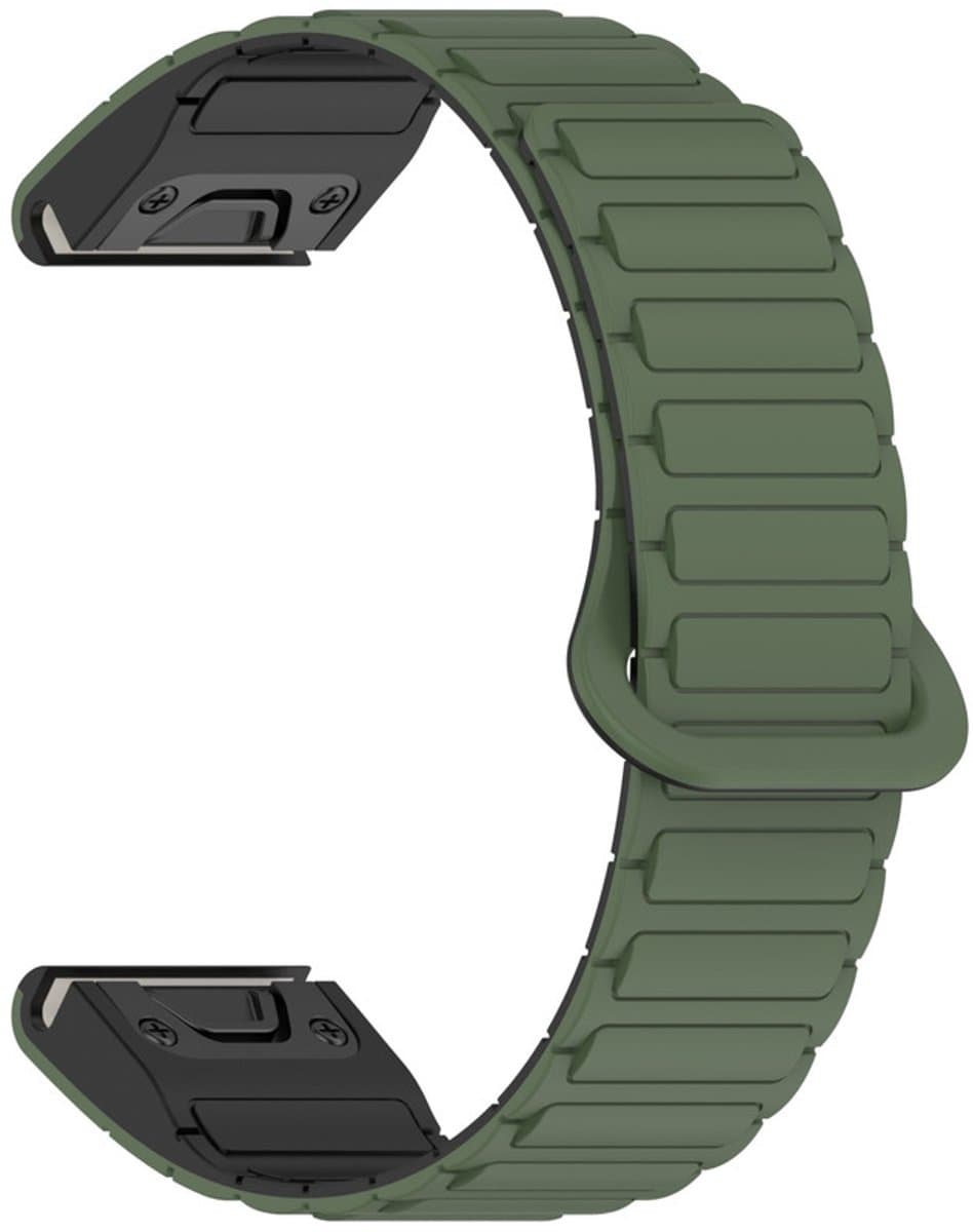 Siliconen bandje - geschikt voor Garmin Fenix 5 / 5 Plus / 6 / 6 Pro / 7 / 7 Pro / 8 (47 mm) / E (47 mm) / Epix (Pro) (2) 47 mm/ Quatix 5 / 6 / 7 / 7 Pro / Approach S60 / S62 / S70 47 mm / MARQ / D2 Delta / D2 Mach 1 / Descent G1 - legergroen
