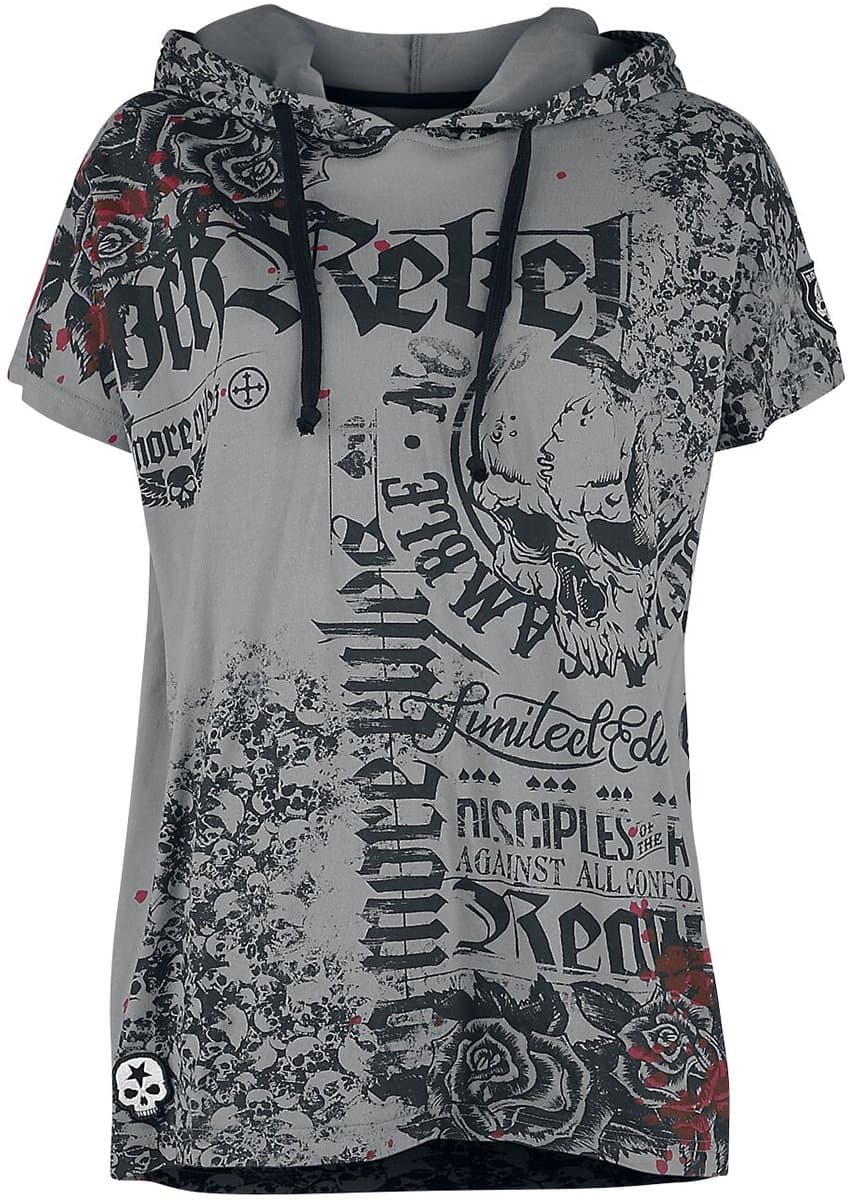 Rock Rebel by EMP Zwart loshangend T-shirt met print - Dames - M
