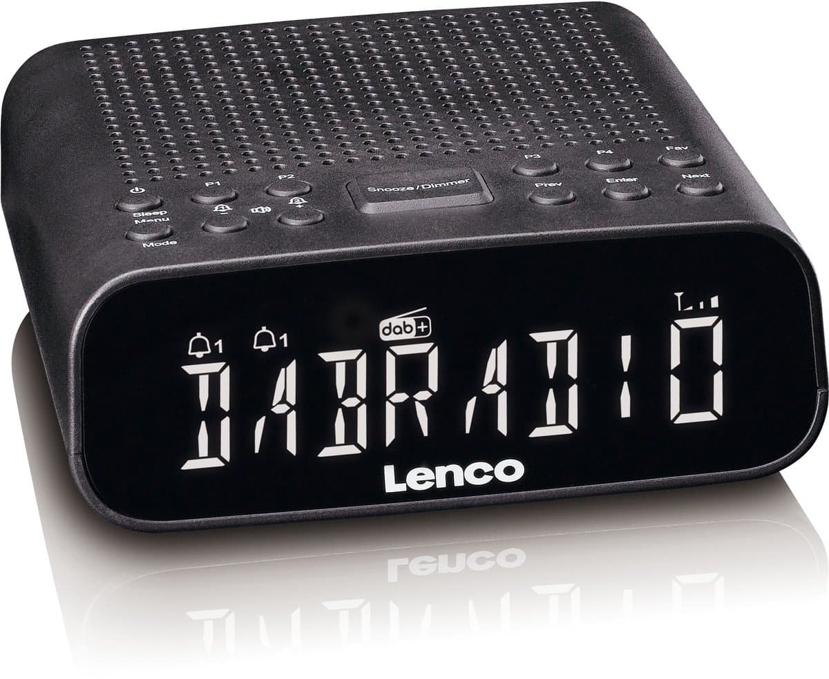LENCO CR-606BK - Wekkerradio met DAB+/FM, Bluetooth® en groot dimbaar LCD-display - Zwart