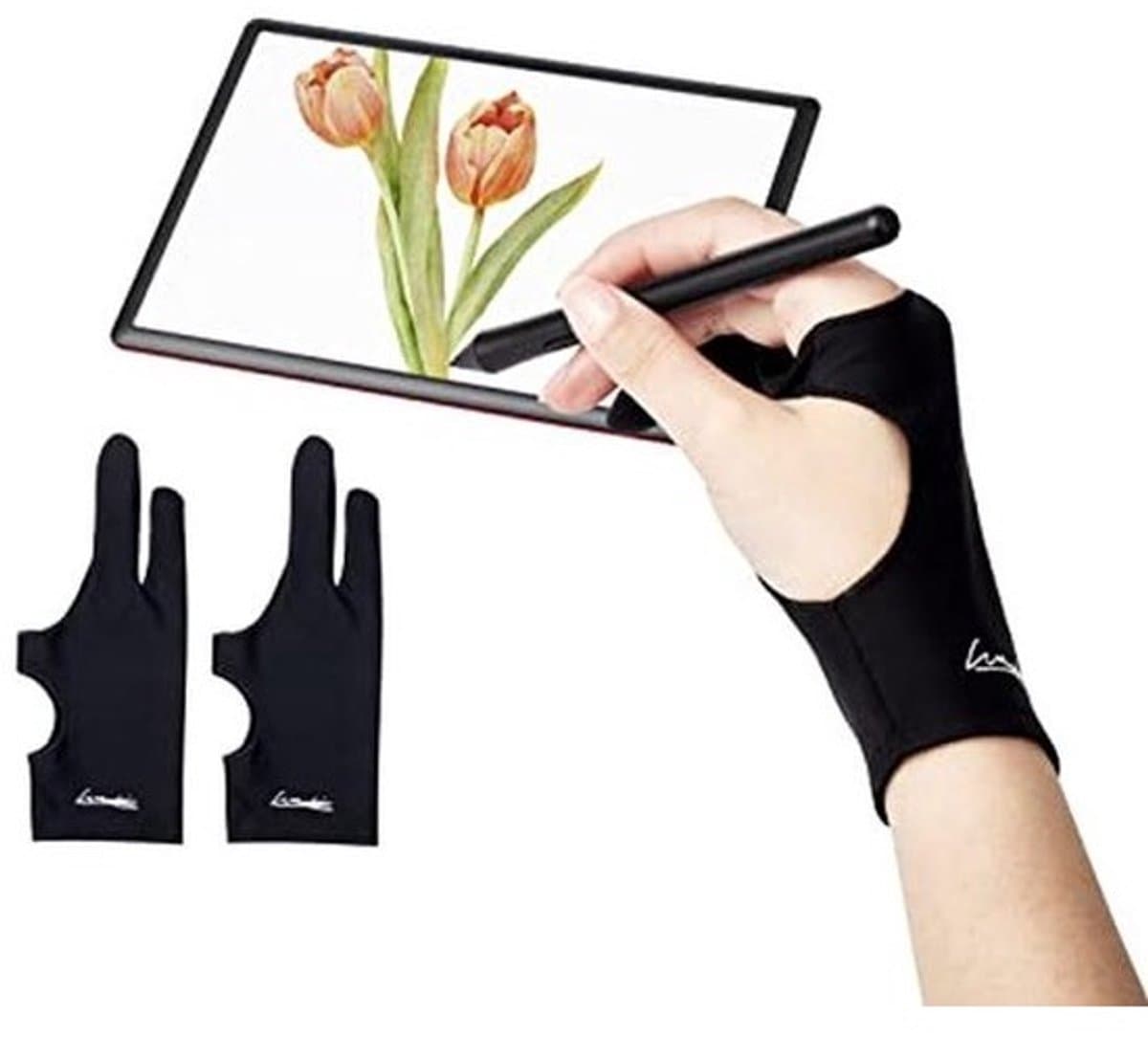 Digitale tekenhandschoenen voor tablet en iPad - Kunsthandschoenen met twee vingers (2 stuks)