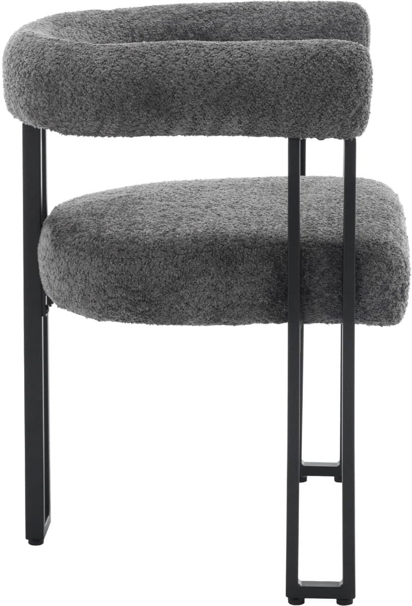 Klarven® Eetkamerstoelen Donkergrijs - Set van 2 met armleuning, Chenille stof, Ergonomisch ontwerp - Comfortabel en stabiel tot 150 kg - B 61,5 x D 51,5 x H 72 cm