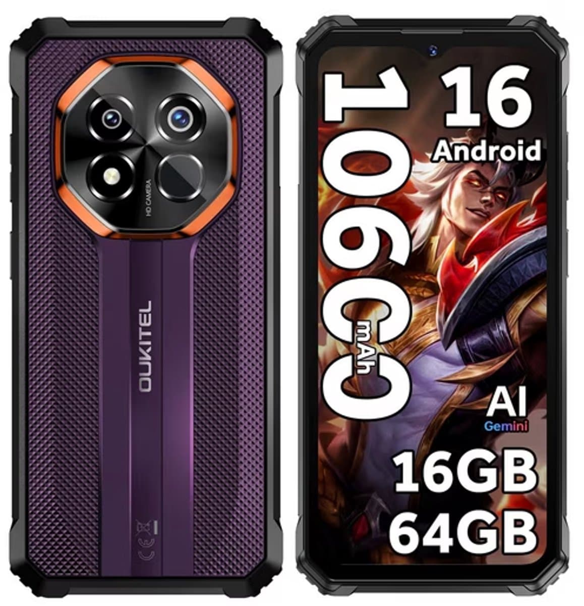 OUKITEL G7 Outdoor Smartphone Gemini AI -16GB RAM-64GB ROM-10600mAh batterij-64MP camera-Android16-4G