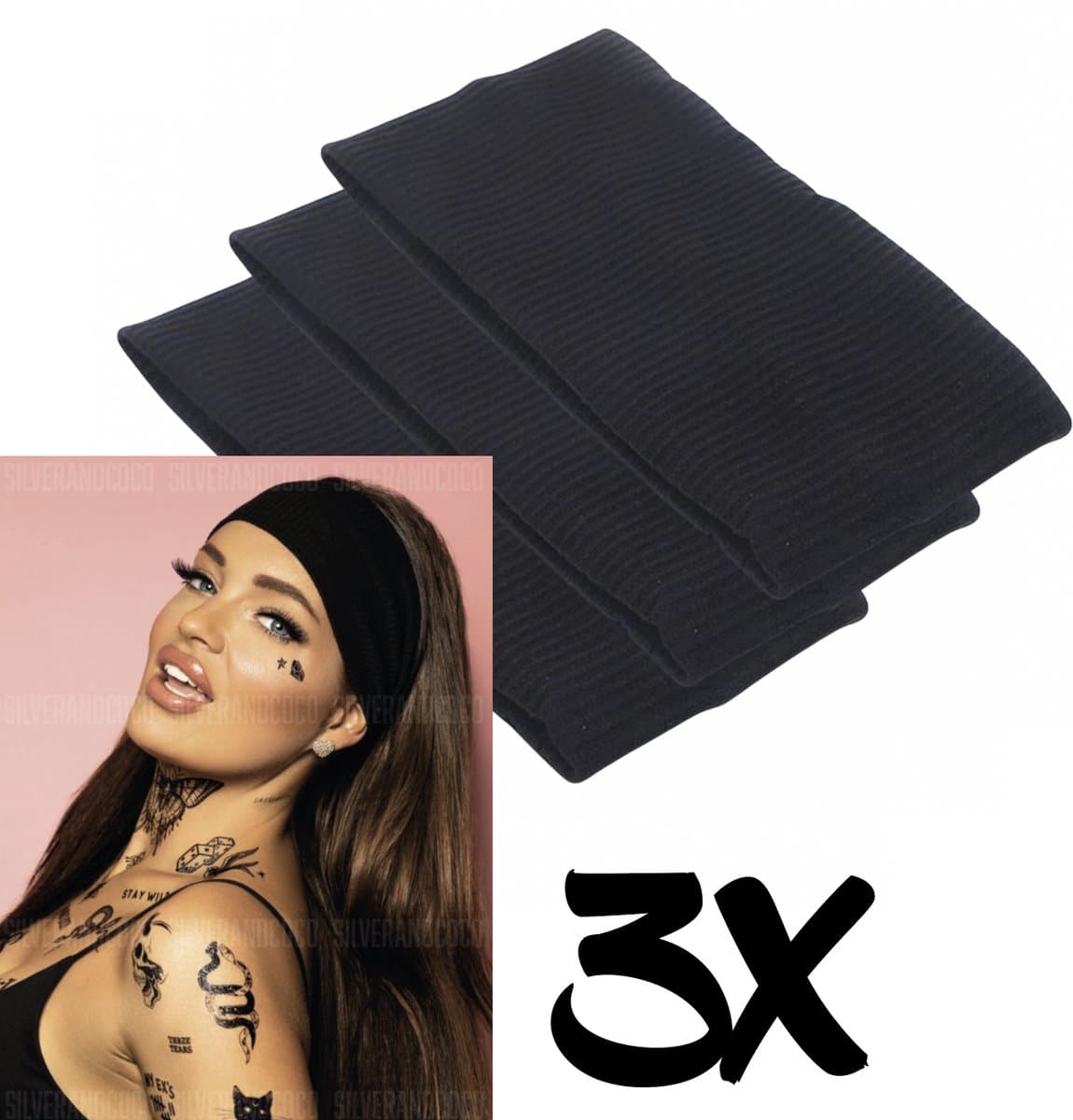 SilverAndCoco® - 3 Scrunchies Wokkel met Strik Elastiek Haarband Festival Scrunchie Set / Brede Haarstrik Haarelastieken met Lint Dames / Elastische Nude Haarbanden - Roze Tijgerprint Beige
