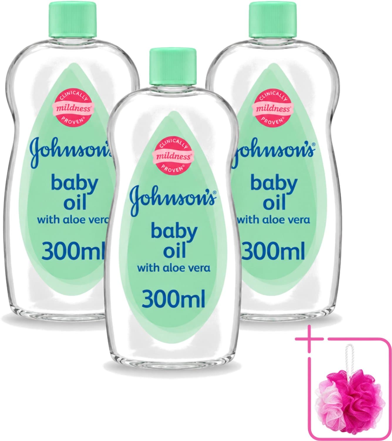 3 x Johnson's - Baby Olie - Aloe Vera - 300 ml - Bulkverpakking - Babyolie - Aloe vera
