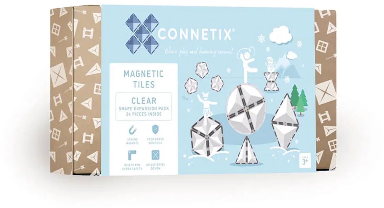 CONNETIX - Magnetisch Tegels - Transparante Vorm Uitbreidingspakket - 24 Stuks - Magnetisch Speelgoed