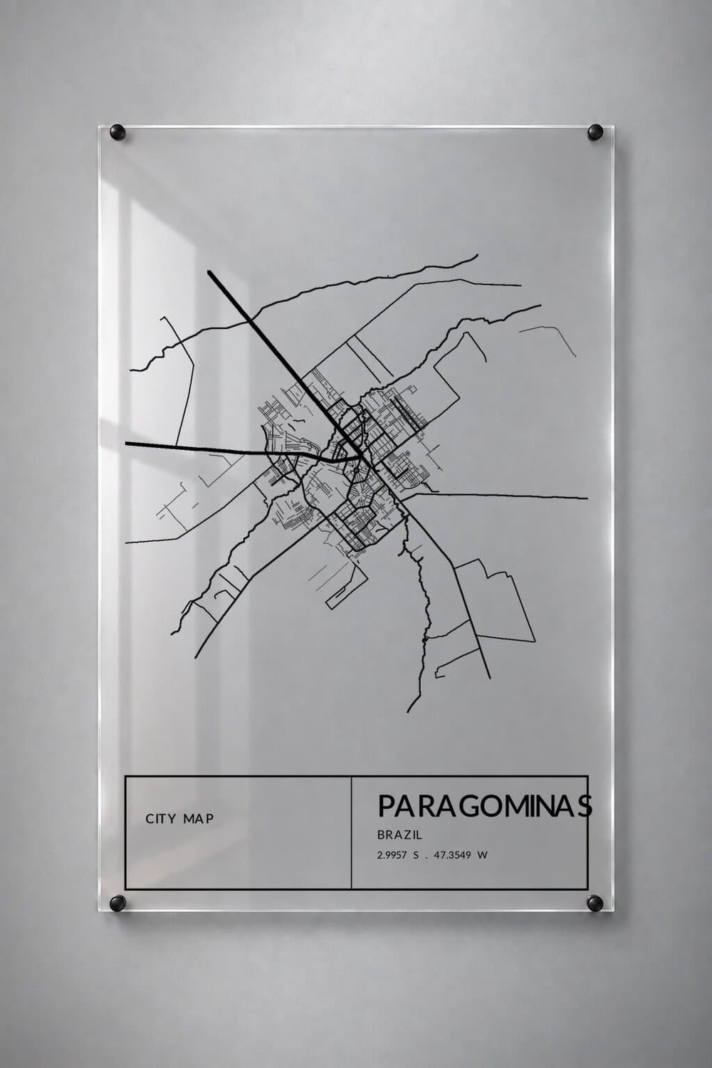 Stadskaart Paragominas - Plexiglas 30x45 cm - Split Caption