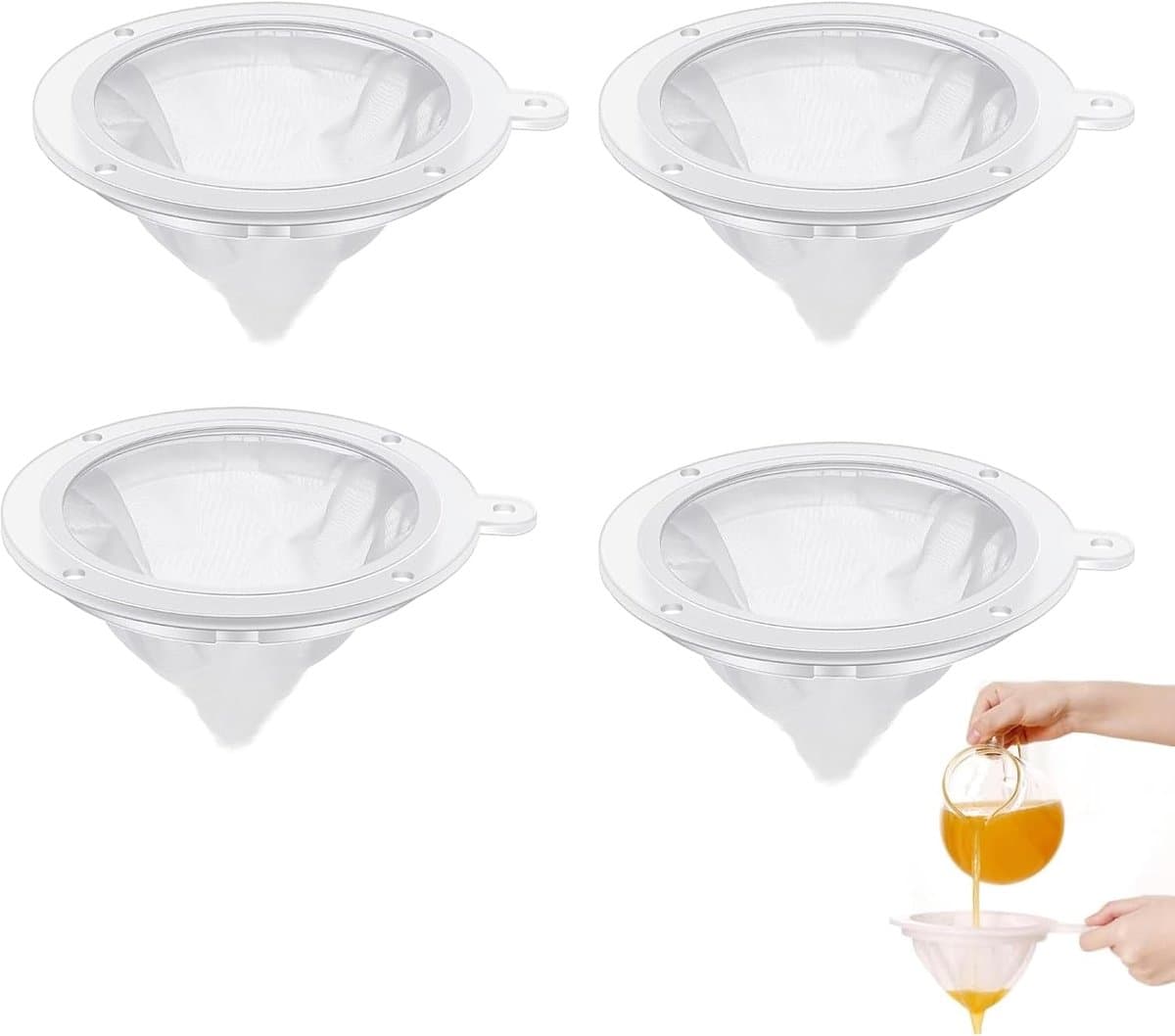 4 Stuks Mesh Voedsel Filter, Nylon Zeeffilter, Food Filter Jam Straining, Sapfilter Mesh, voor Het Filteren Van Sojamelk, Koffie En Sap Enz
