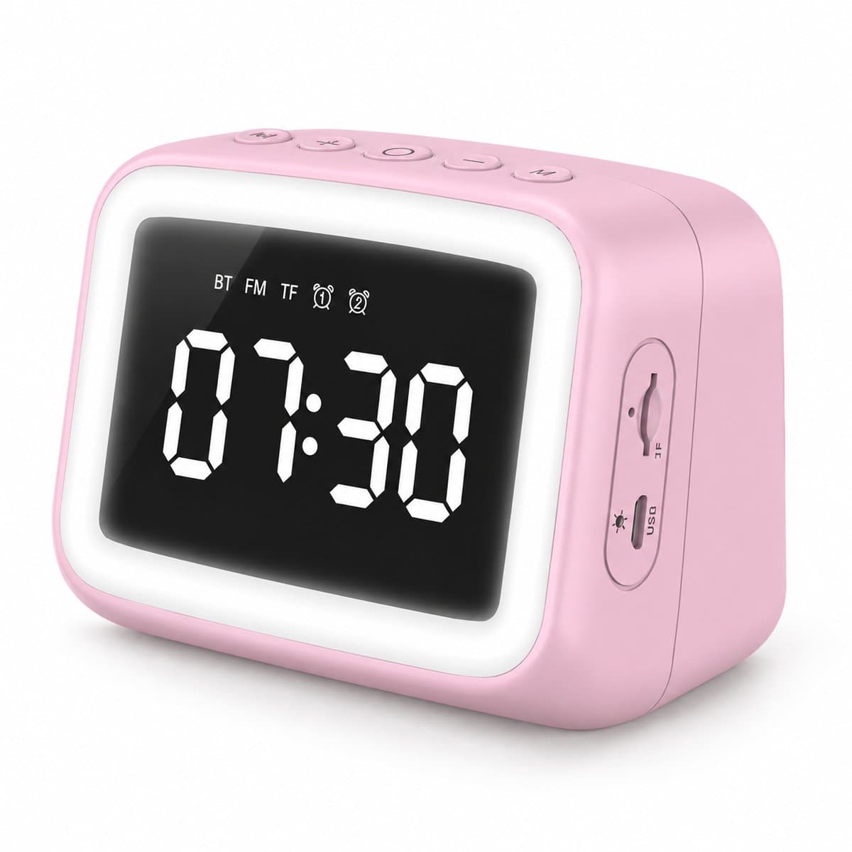Wekkers digitaal - Wekkerradio - Retro radio - Bluetooth - DAB+/ FM - Dimbaar - Met 5W Krachtige Spreker, Basmembraan, Handsfree Bellen, Vintage Zakspreker USB/TF Kaart - Roze