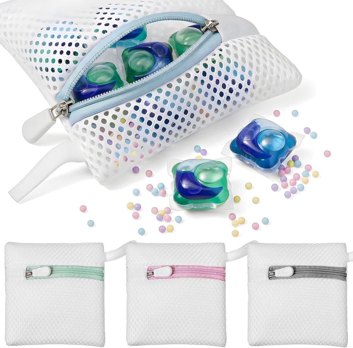4 Stuks Kleine Mesh Waszakken, Duurzame Polyester Opbergzakken voor Waspods, Reisorganizer en Bescherming van Delicate Kleding