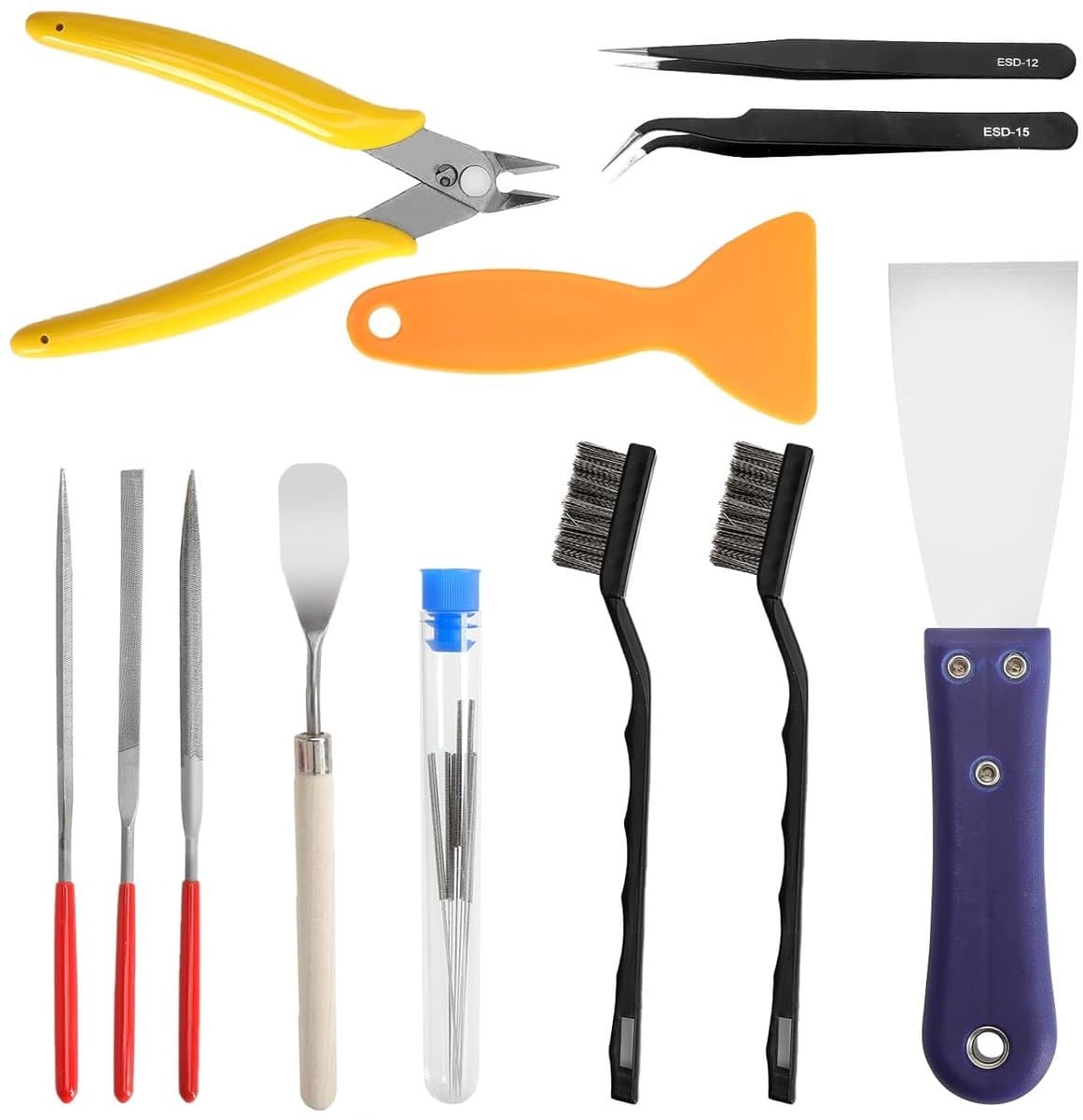 23-delige set schoonmaak- en verwijderingsgereedschap voor 3D-printers, inclusief spatula, pincet en draadborstel voor optimale printresultaten en onderhoud
