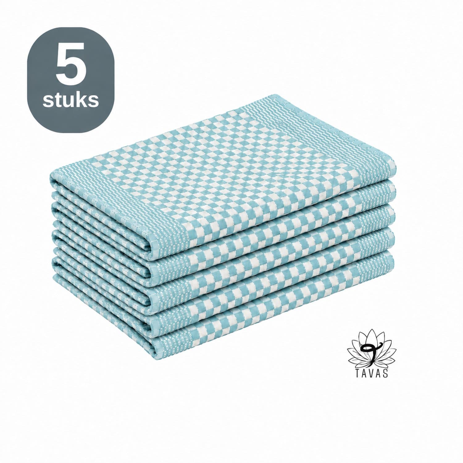 Theedoekenset - Glazendoeken - 50x70 cm - Turkoois - Set van 5 - Horeca Theedoeken