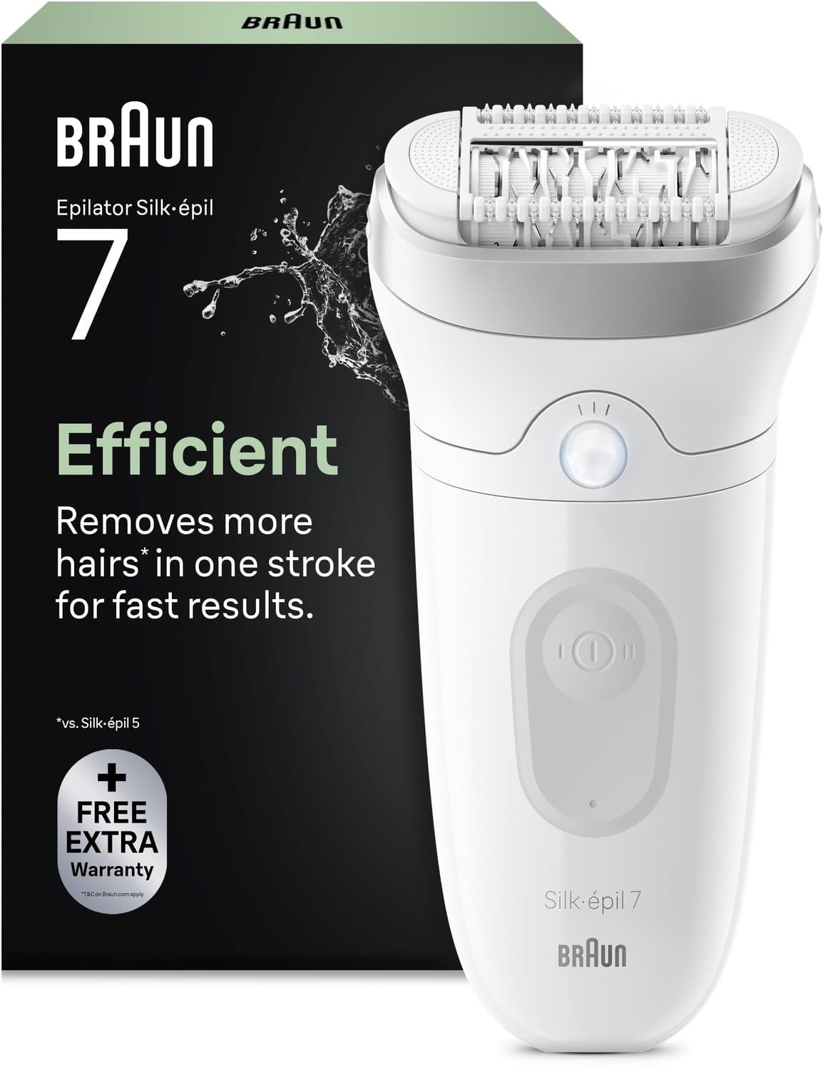 Braun Silk-epil 7 SE7-000 Epilator - 1 stuk - Snoerloos - Nat&Droog - Inclusief 2 trimmerkoppen - Opzetstuk voor gevoelige zones